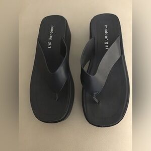 Madden Girl Staci platform black thong sandals
